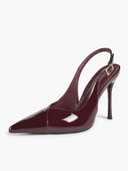 Women's Black Slingback Heels Pointed Toe Gold Buckle Stilettos Office Meeting Formal Evening Pumps