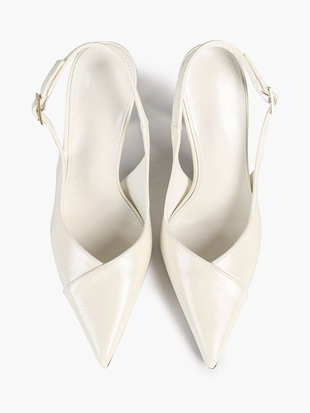 Women's Black Slingback Heels Pointed Toe Gold Buckle Stilettos Office Meeting Formal Evening Pumps