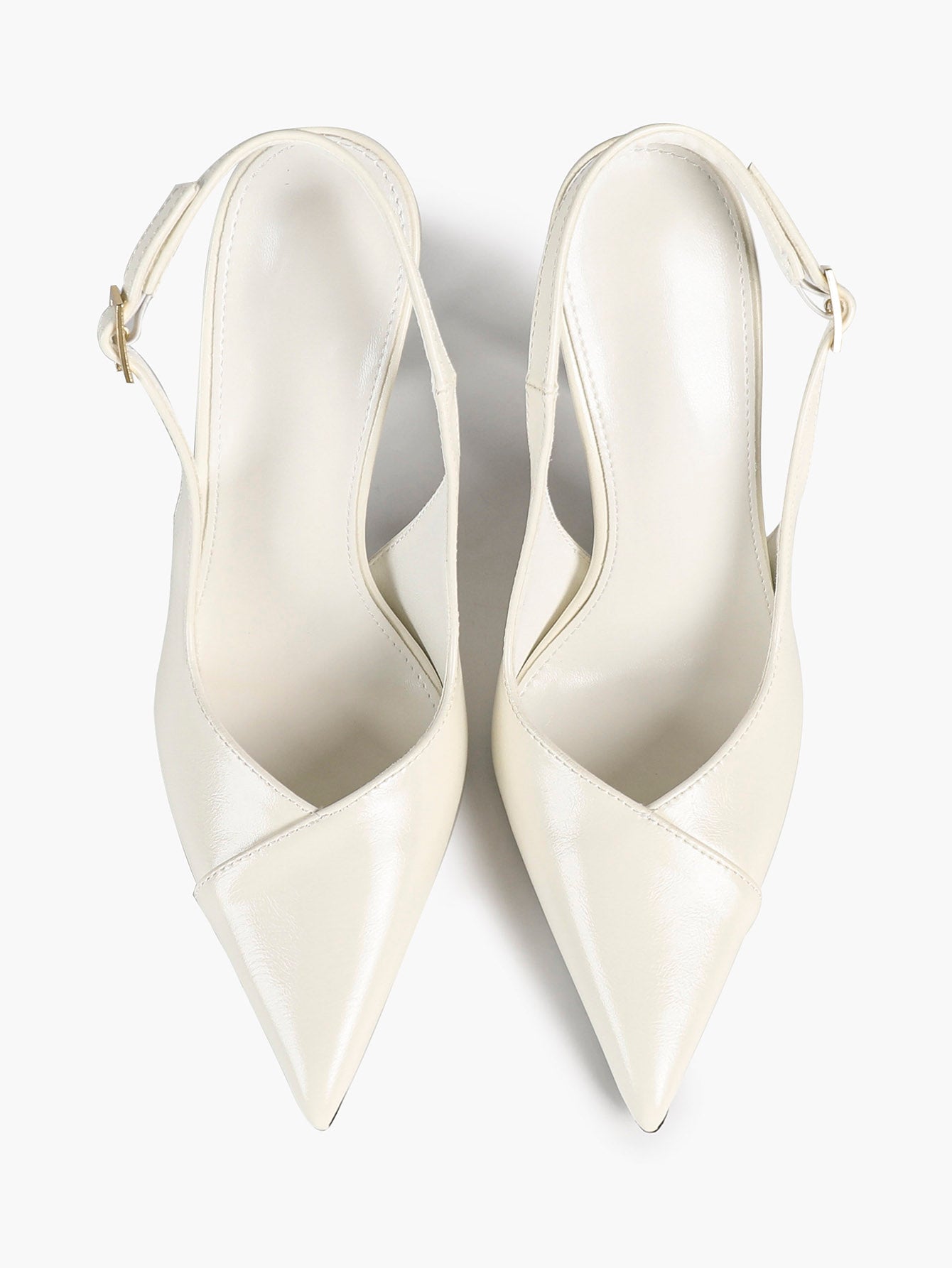 Women's Black Slingback Heels Pointed Toe Gold Buckle Stilettos Office Meeting Formal Evening Pumps