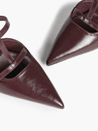 Women's Black Patent Leather Pointed Toe T-Strap Stiletto Mules