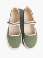 Women's Woven Mary Jane Flats Brown Trim Slip On Shoes Vacation Dailywear Shoes ISHIFIVAN