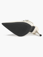 Women's Black Patent Leather Pointed Toe T-Strap Stiletto Mules