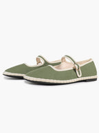 Women's Woven Mary Jane Flats Brown Trim Slip On Shoes Vacation Dailywear Shoes ISHIFIVAN