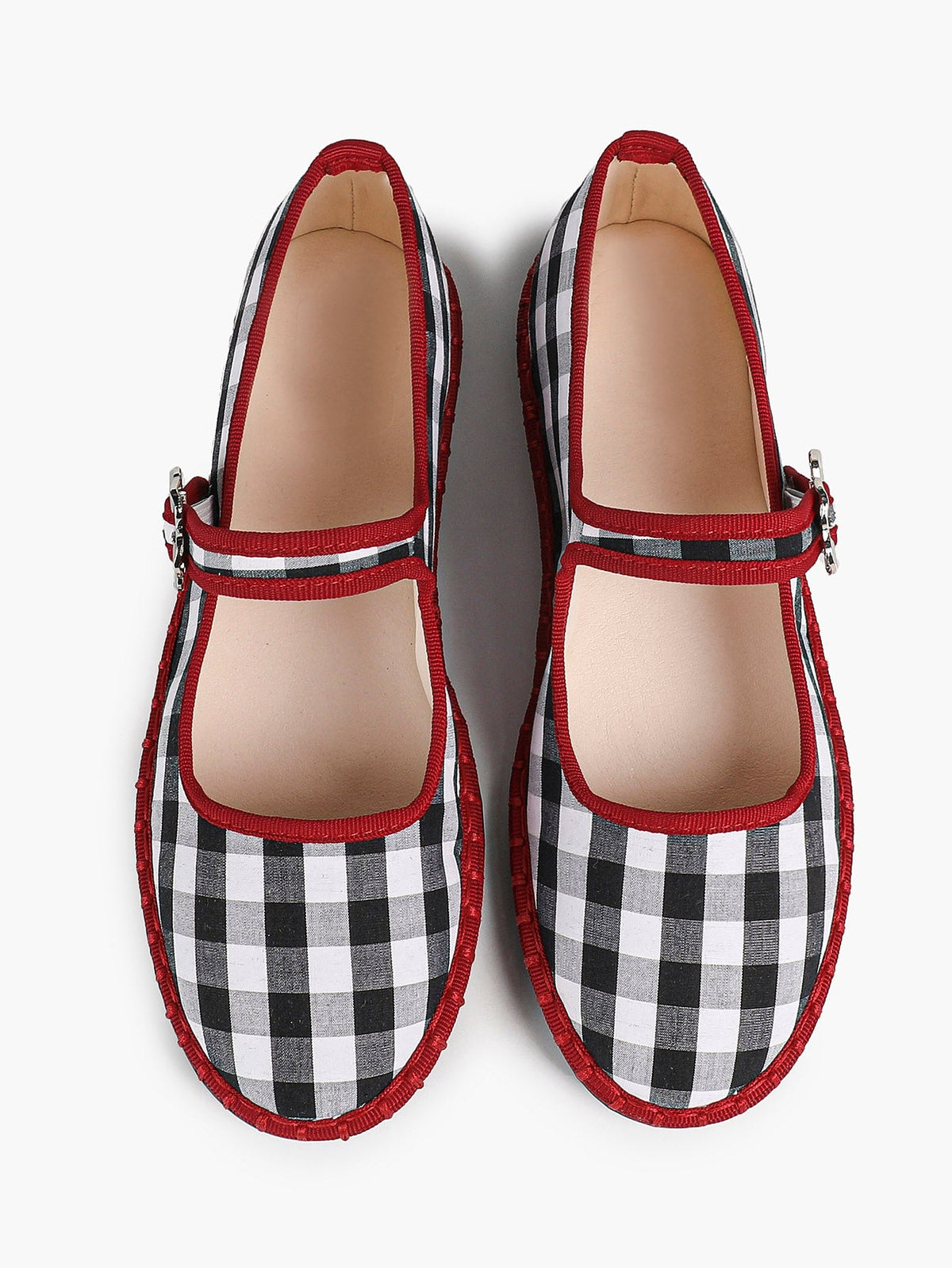 Women's Woven Mary Jane Flats Brown Trim Slip On Shoes Vacation Dailywear Shoes ISHIFIVAN