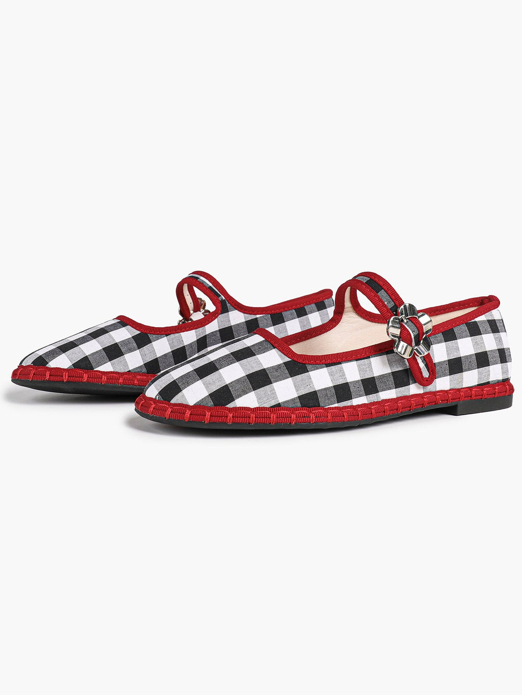 Women's Woven Mary Jane Flats Brown Trim Slip On Shoes Vacation Dailywear Shoes ISHIFIVAN