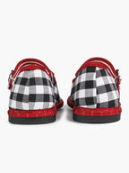 Women's Woven Mary Jane Flats Brown Trim Slip On Shoes Vacation Dailywear Shoes ISHIFIVAN