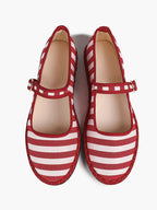 Women's Woven Mary Jane Flats Brown Trim Slip On Shoes Vacation Dailywear Shoes ISHIFIVAN