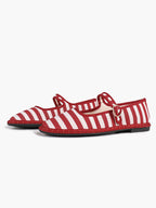 Women's Woven Mary Jane Flats Brown Trim Slip On Shoes Vacation Dailywear Shoes ISHIFIVAN