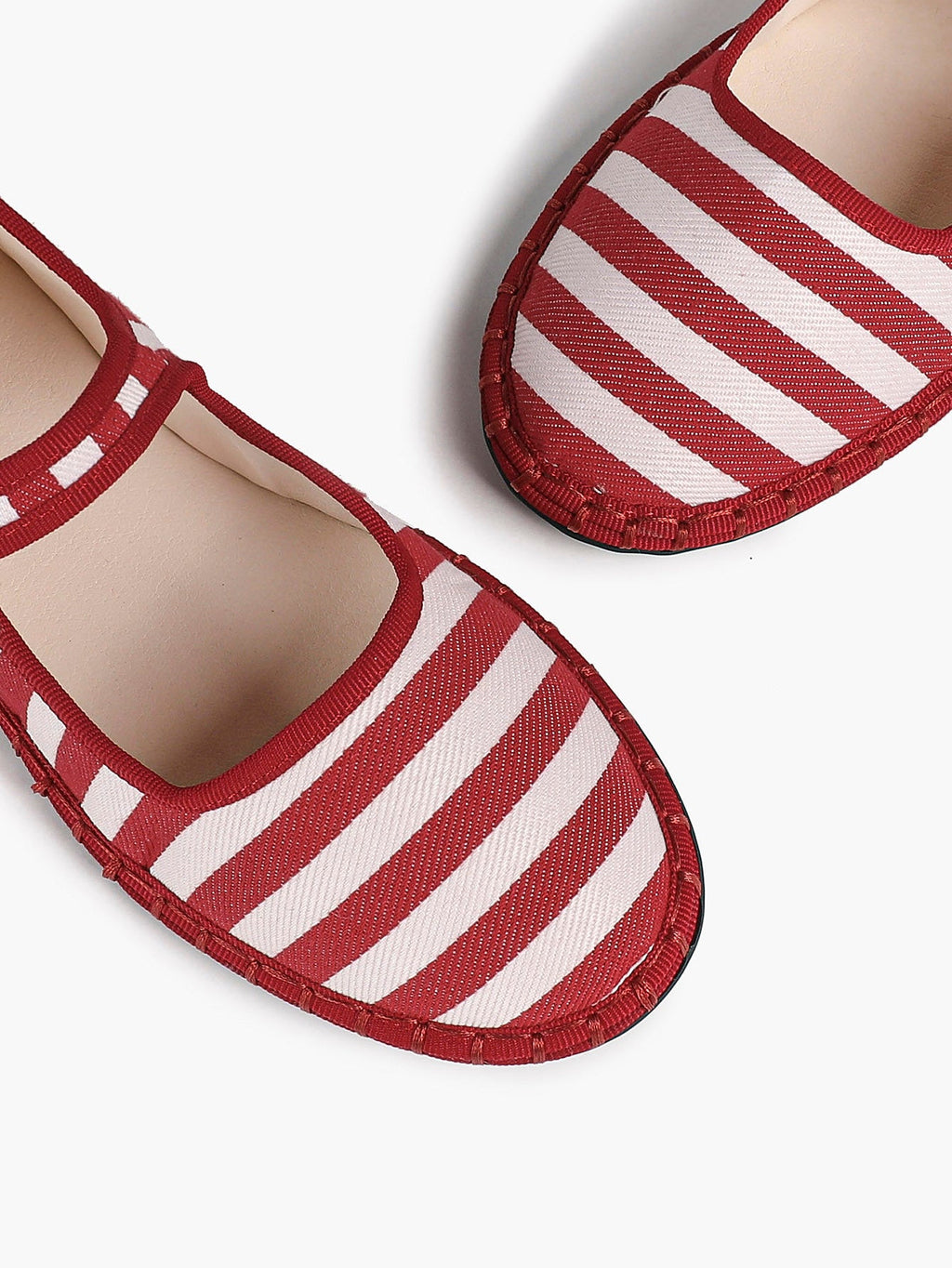 Women's Woven Mary Jane Flats Brown Trim Slip On Shoes Vacation Dailywear Shoes ISHIFIVAN