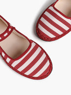 Women's Woven Mary Jane Flats Brown Trim Slip On Shoes Vacation Dailywear Shoes ISHIFIVAN