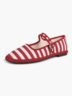 Women's Woven Mary Jane Flats Brown Trim Slip On Shoes Vacation Dailywear Shoes ISHIFIVAN