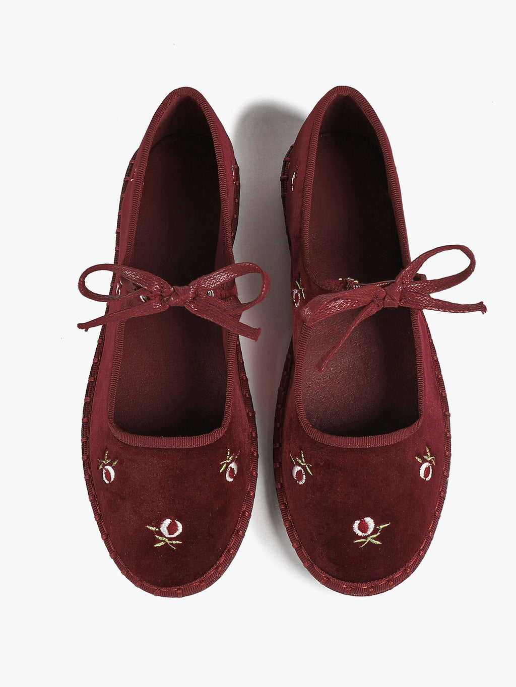 Black Velvet Flower Embroidered Mary Jane Flats Bow Tie Shoes Casual Outing Shoes ISHIFIVAN