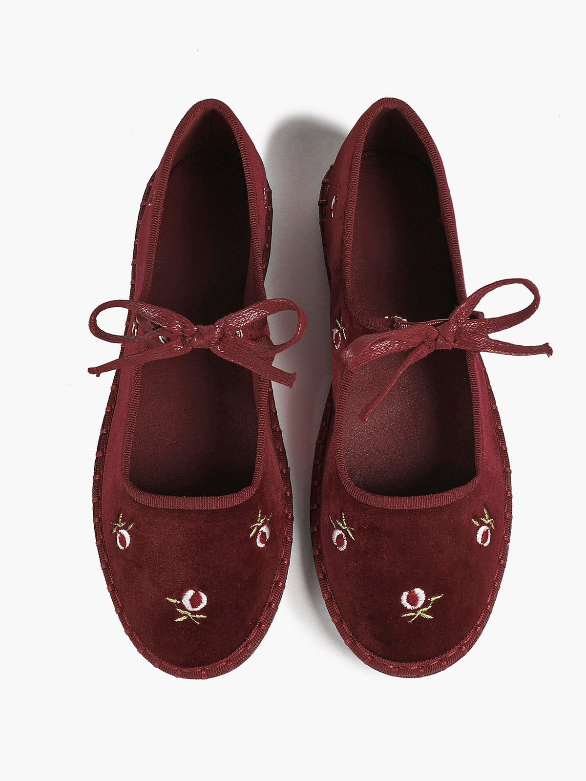 Black Velvet Flower Embroidered Mary Jane Flats Bow Tie Shoes Casual Outing Shoes ISHIFIVAN