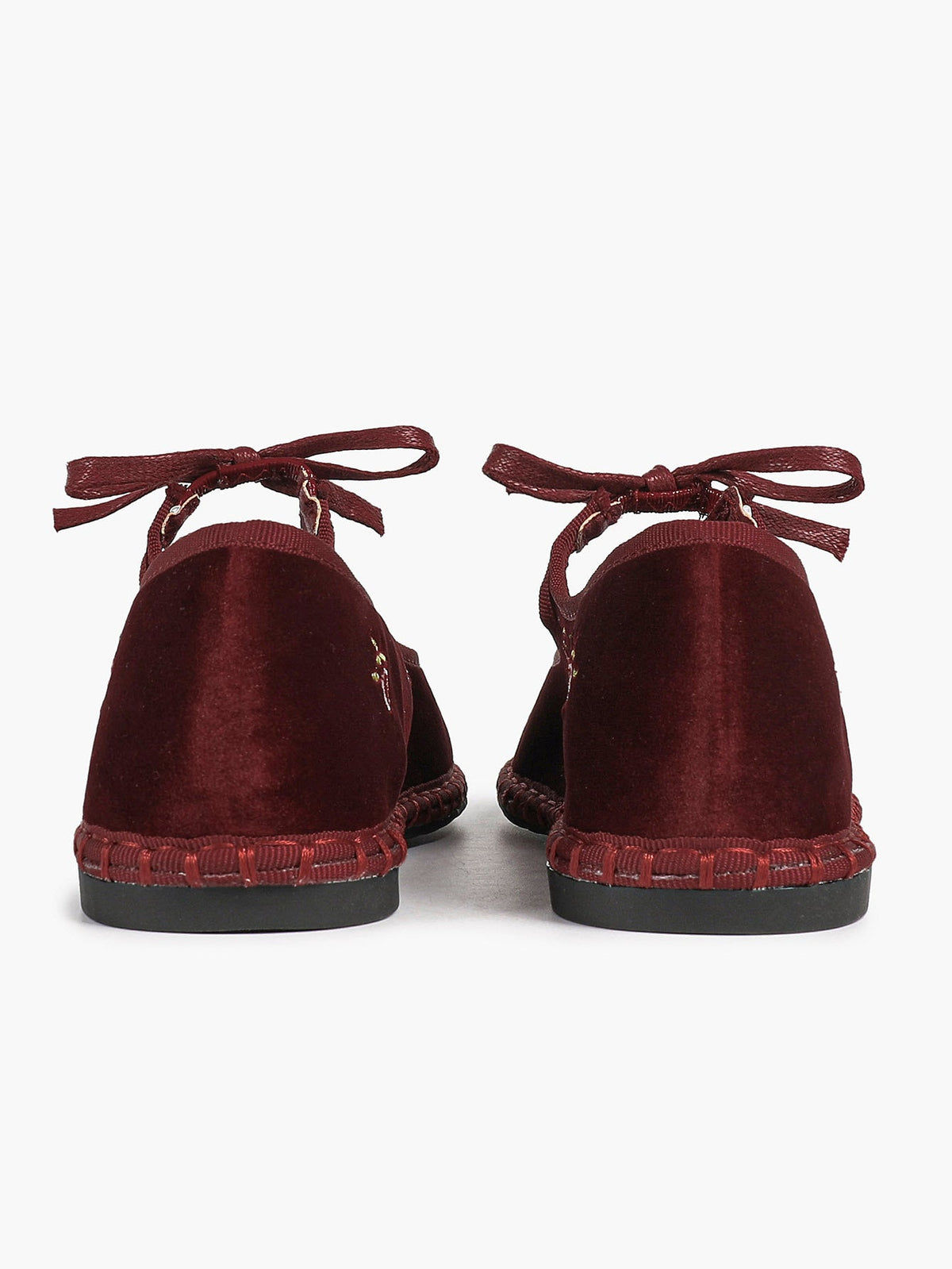Black Velvet Flower Embroidered Mary Jane Flats Bow Tie Shoes Casual Outing Shoes ISHIFIVAN