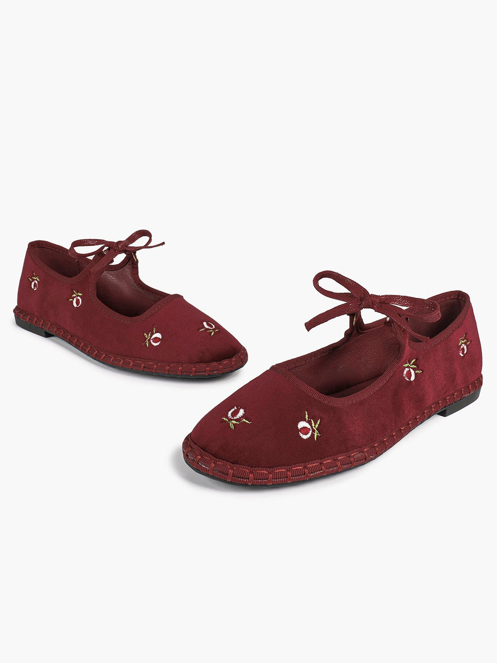 Black Velvet Flower Embroidered Mary Jane Flats Bow Tie Shoes Casual Outing Shoes ISHIFIVAN