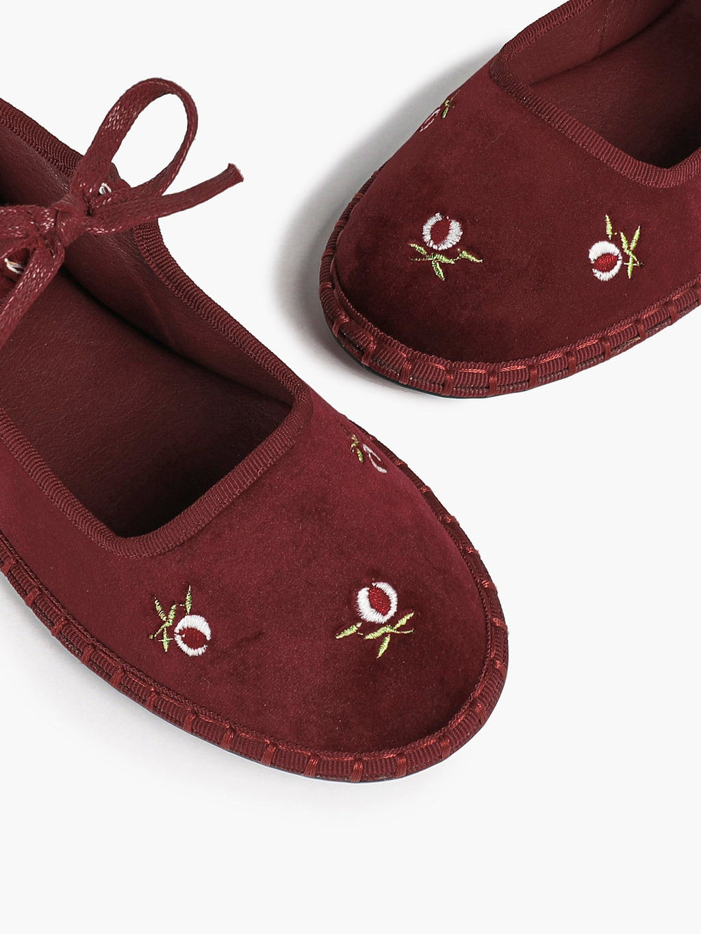 Black Velvet Flower Embroidered Mary Jane Flats Bow Tie Shoes Casual Outing Shoes ISHIFIVAN