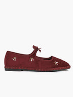Black Velvet Flower Embroidered Mary Jane Flats Bow Tie Shoes Casual Outing Shoes ISHIFIVAN