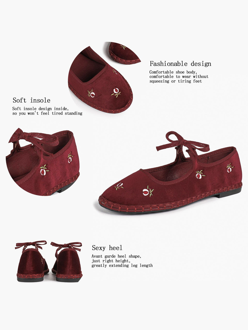 Black Velvet Flower Embroidered Mary Jane Flats Bow Tie Shoes Casual Outing Shoes ISHIFIVAN
