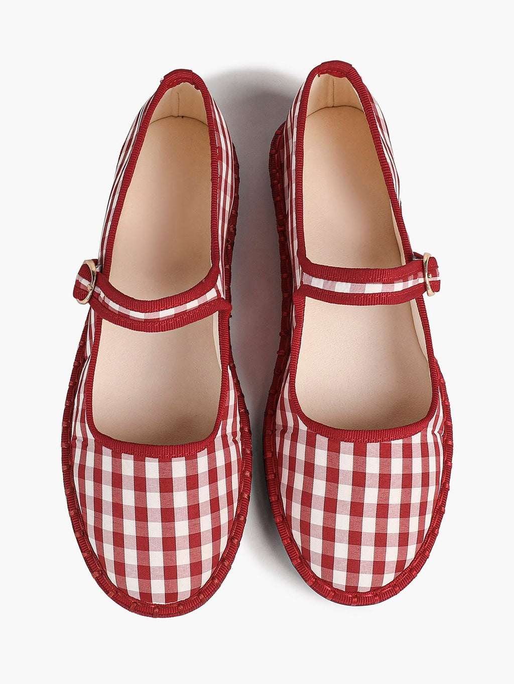 Women's Woven Mary Jane Flats Brown Trim Slip On Shoes Vacation Dailywear Shoes ISHIFIVAN