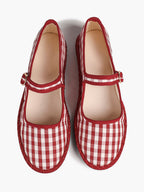 Women's Woven Mary Jane Flats Brown Trim Slip On Shoes Vacation Dailywear Shoes ISHIFIVAN