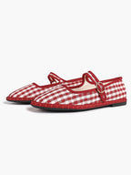 Women's Woven Mary Jane Flats Brown Trim Slip On Shoes Vacation Dailywear Shoes ISHIFIVAN