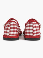 Women's Woven Mary Jane Flats Brown Trim Slip On Shoes Vacation Dailywear Shoes ISHIFIVAN