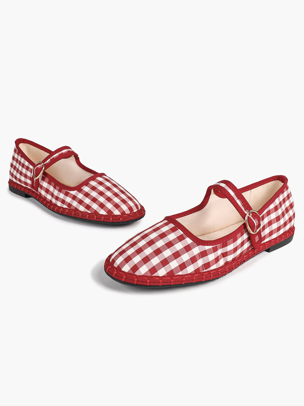 Women's Woven Mary Jane Flats Brown Trim Slip On Shoes Vacation Dailywear Shoes ISHIFIVAN