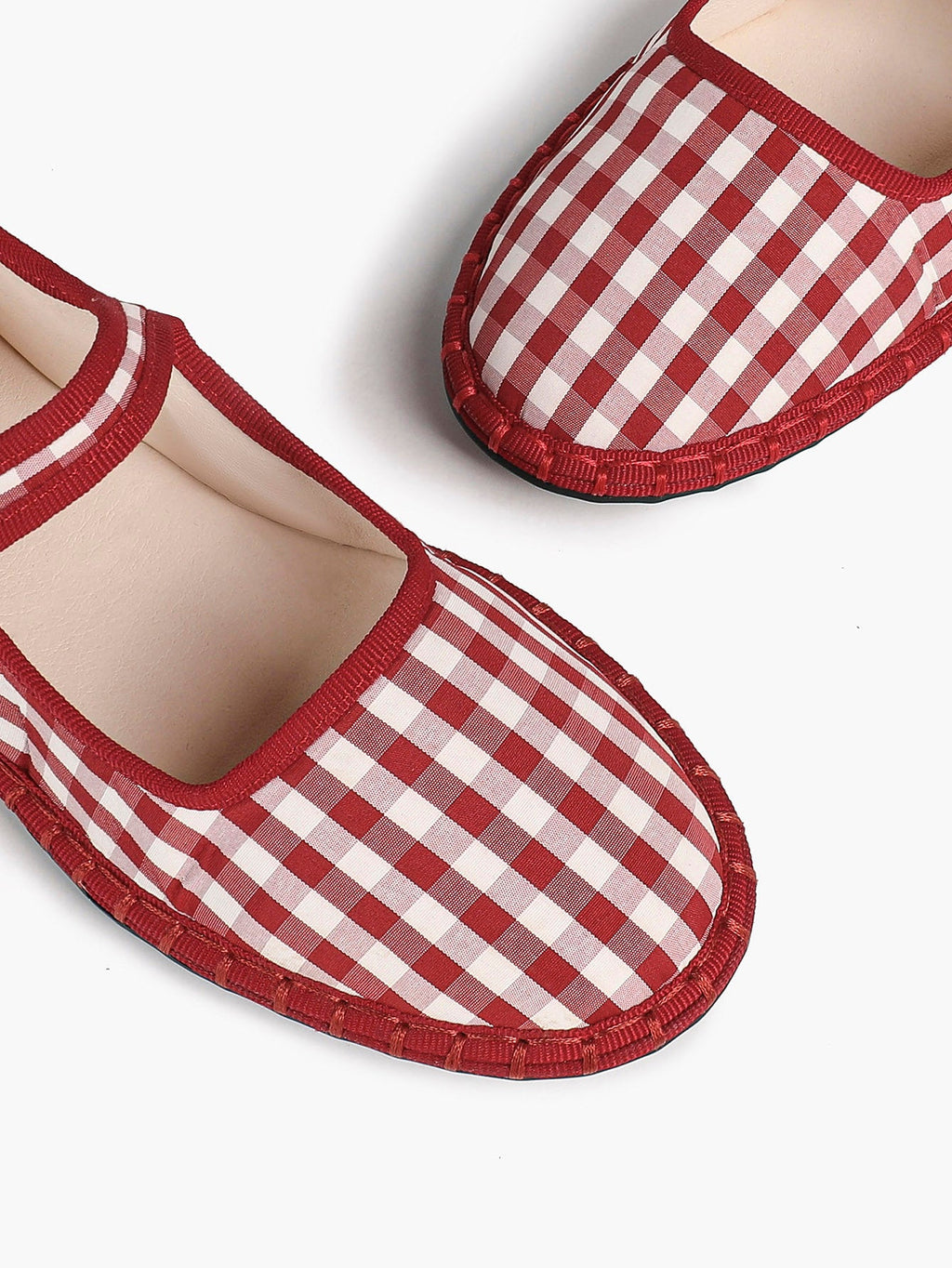 Women's Woven Mary Jane Flats Brown Trim Slip On Shoes Vacation Dailywear Shoes ISHIFIVAN