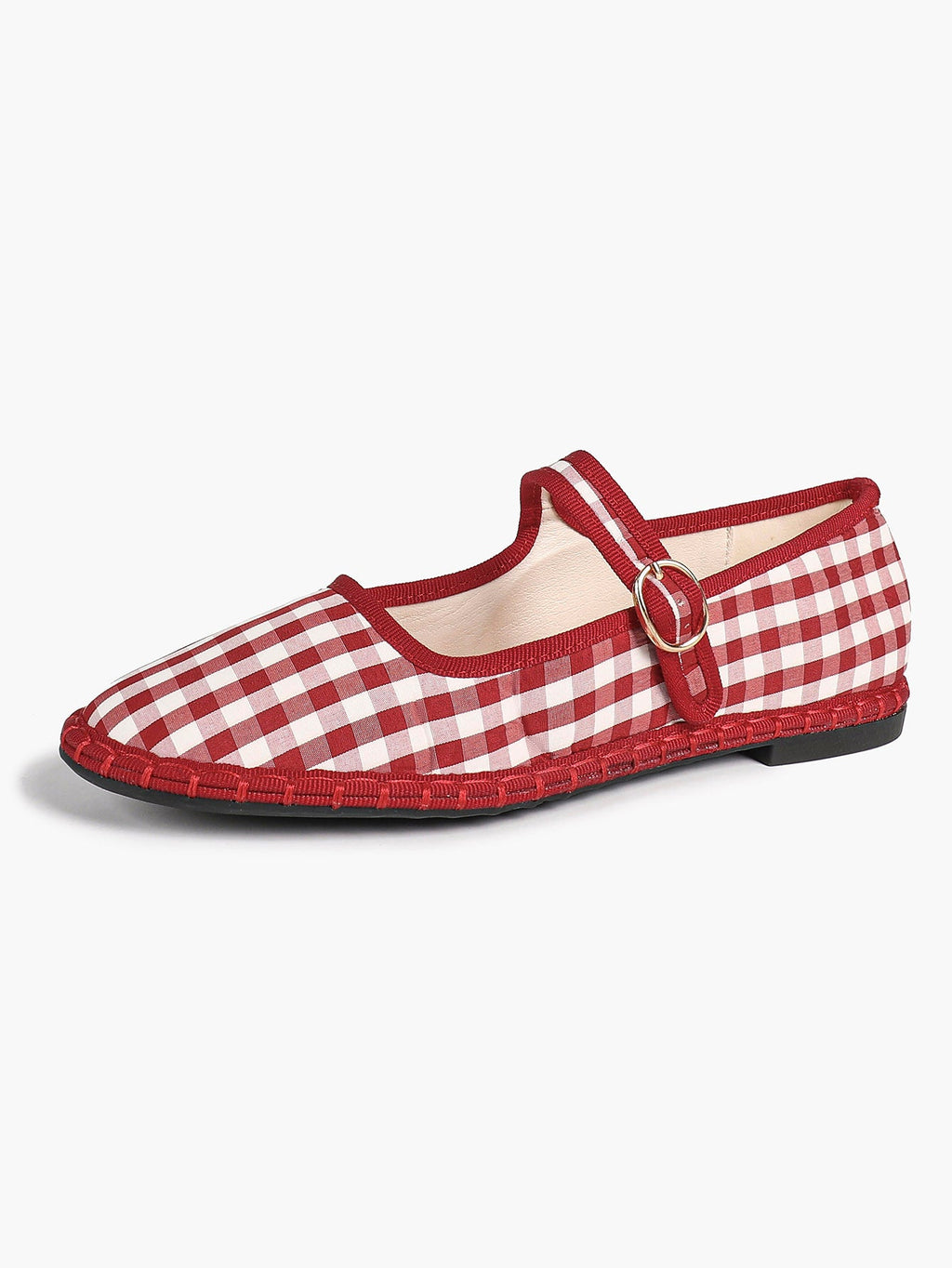 Women's Woven Mary Jane Flats Brown Trim Slip On Shoes Vacation Dailywear Shoes ISHIFIVAN
