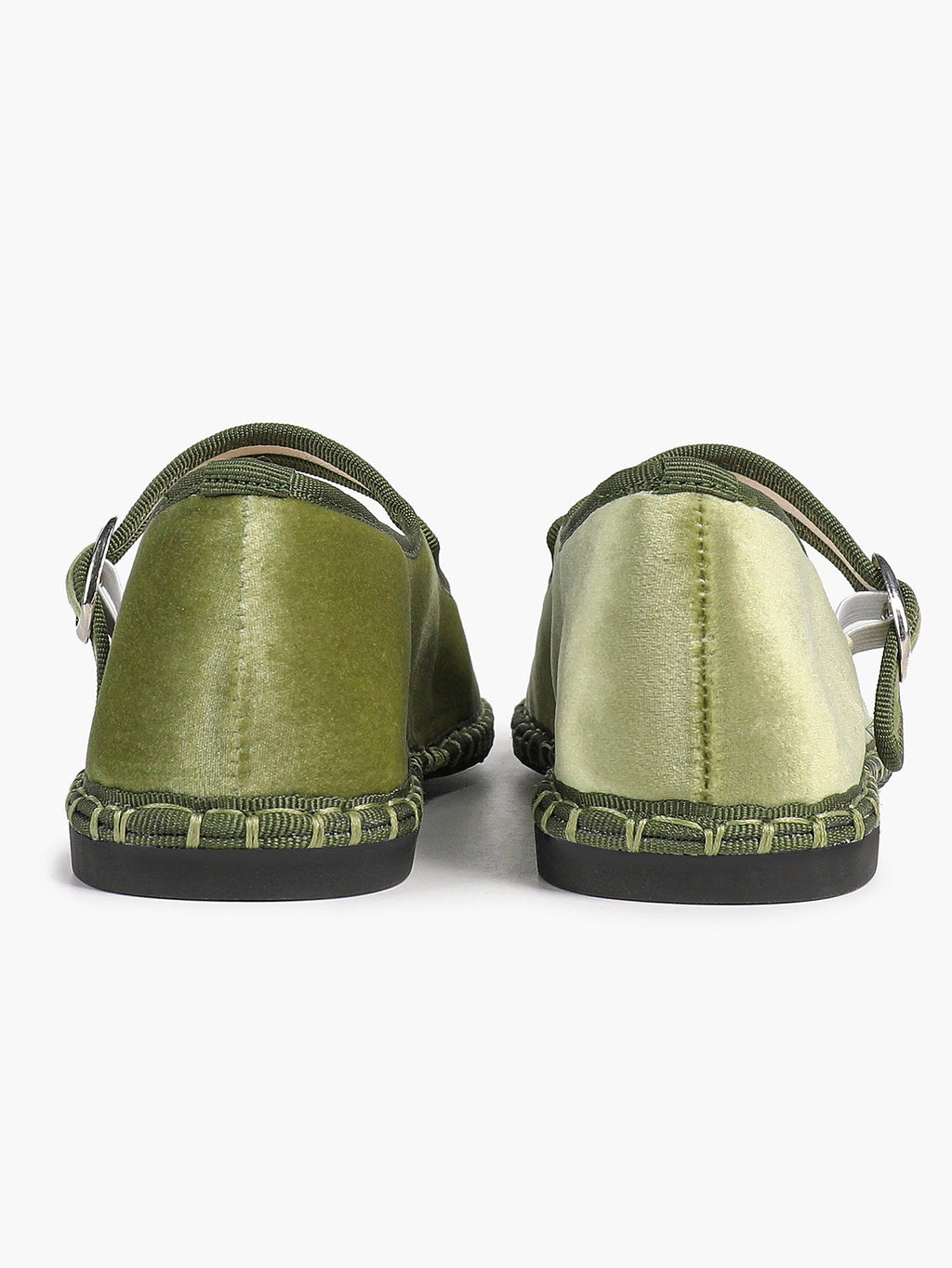Olive Green Velvet Retro Chinese Style Mary Jane Flats with Star Rhinestone Pearl ISHIFIVAN