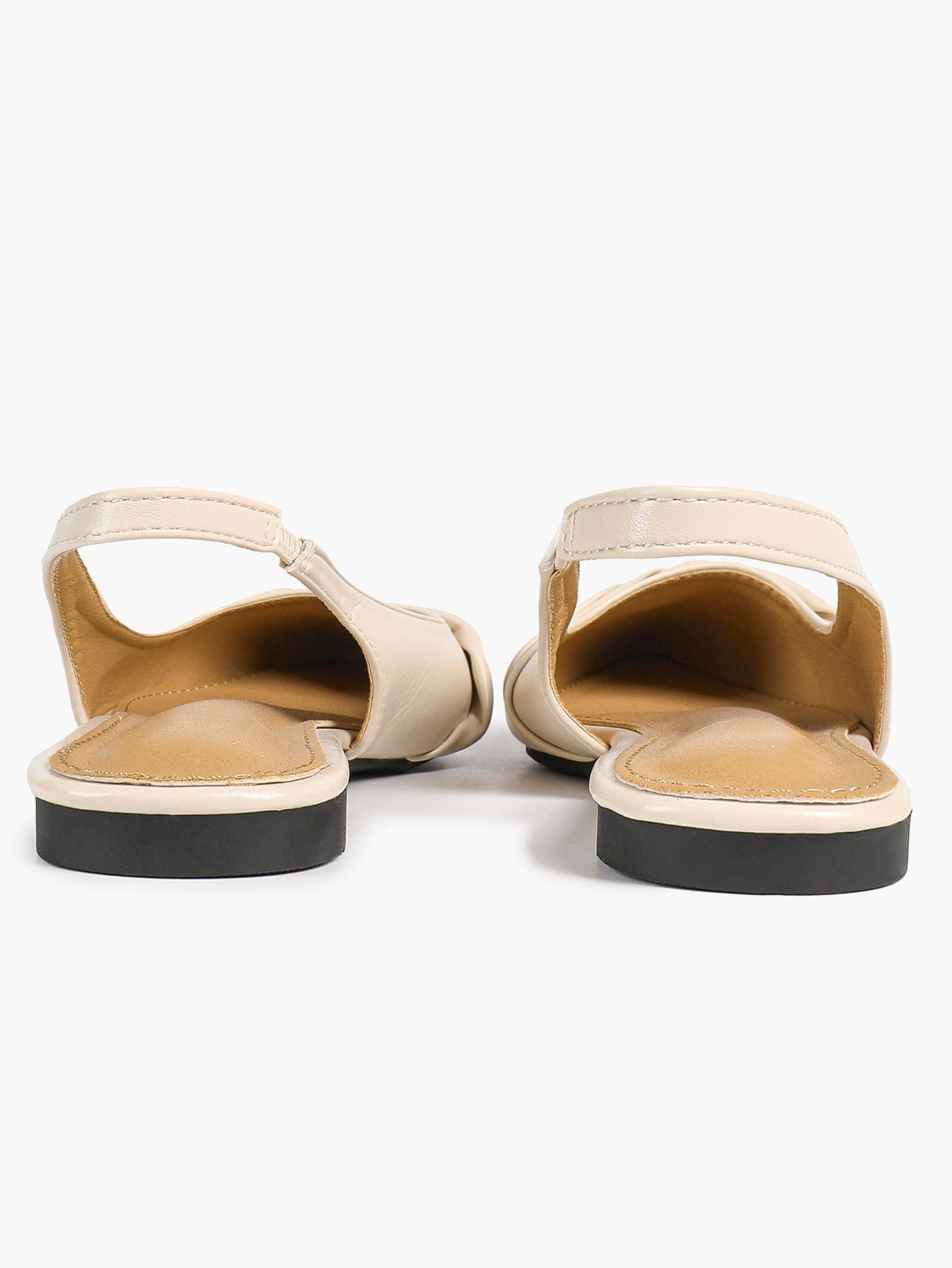 Women's Ivory Leather Twisted Knot Slingback Flats Pointed Toe Slip On Shoes
