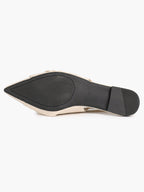 Women's Ivory Leather Twisted Knot Slingback Flats Pointed Toe Slip On Shoes