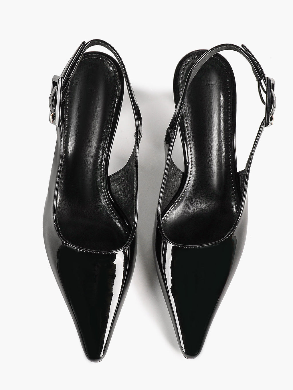 Women's Black Slingback Heels Pointed Toe Flared Heel Pumps Office Formal Event Daily Wear