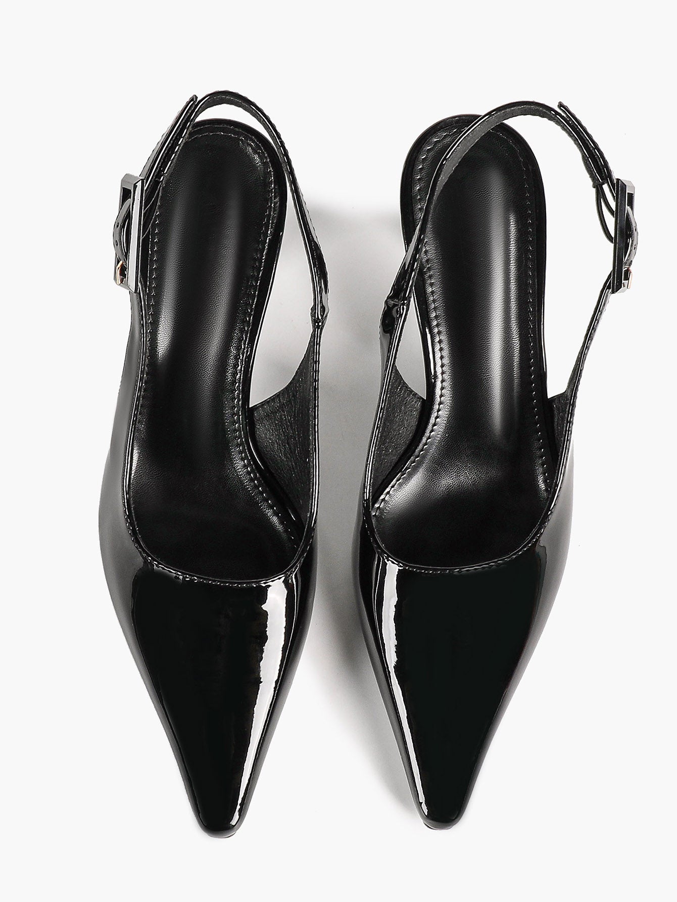 Women's Black Slingback Heels Pointed Toe Flared Heel Pumps Office Formal Event Daily Wear