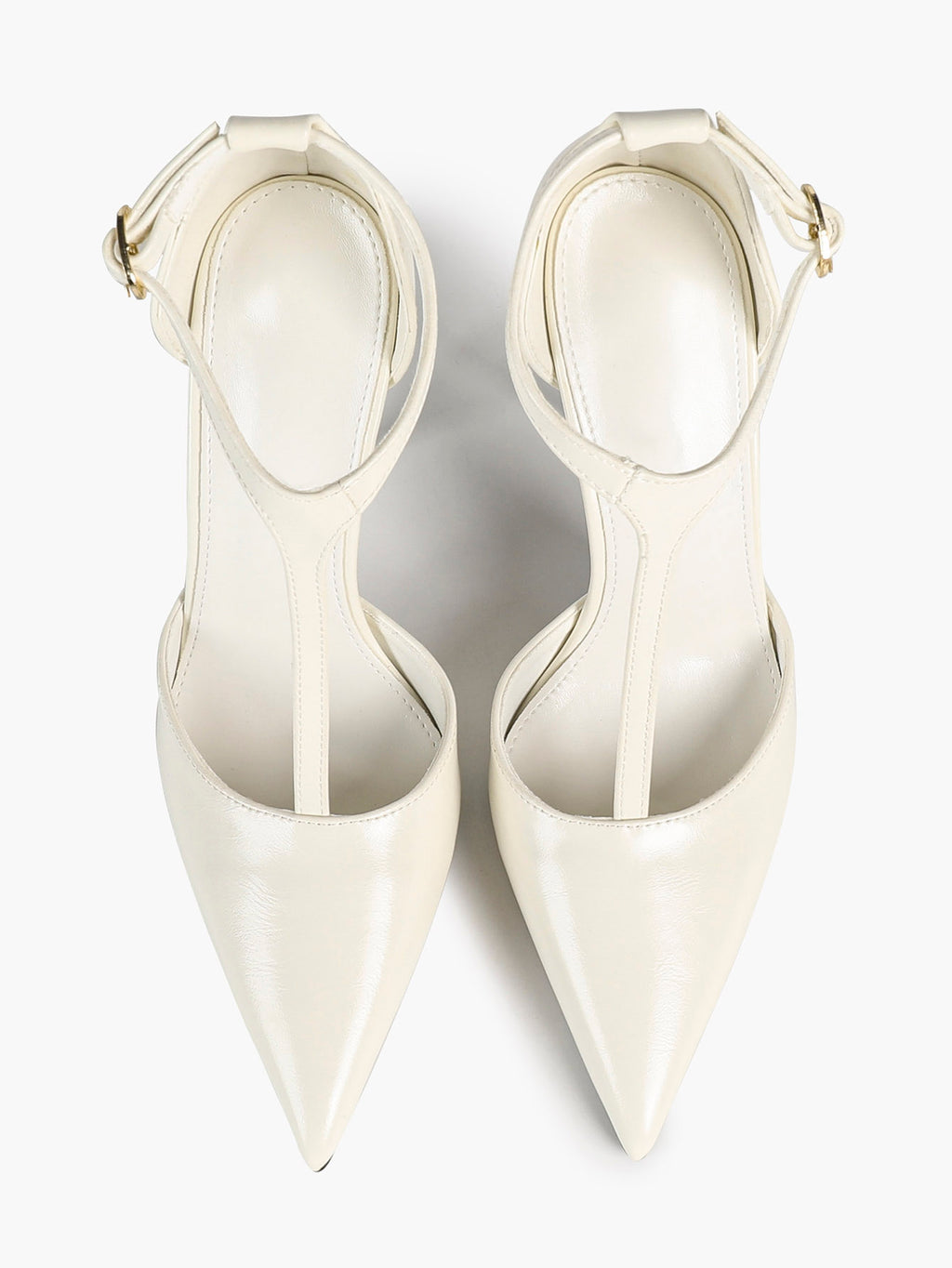 Brown Patent Leather Pointed Toe T-Strap Stiletto Heels Office Evening Pumps