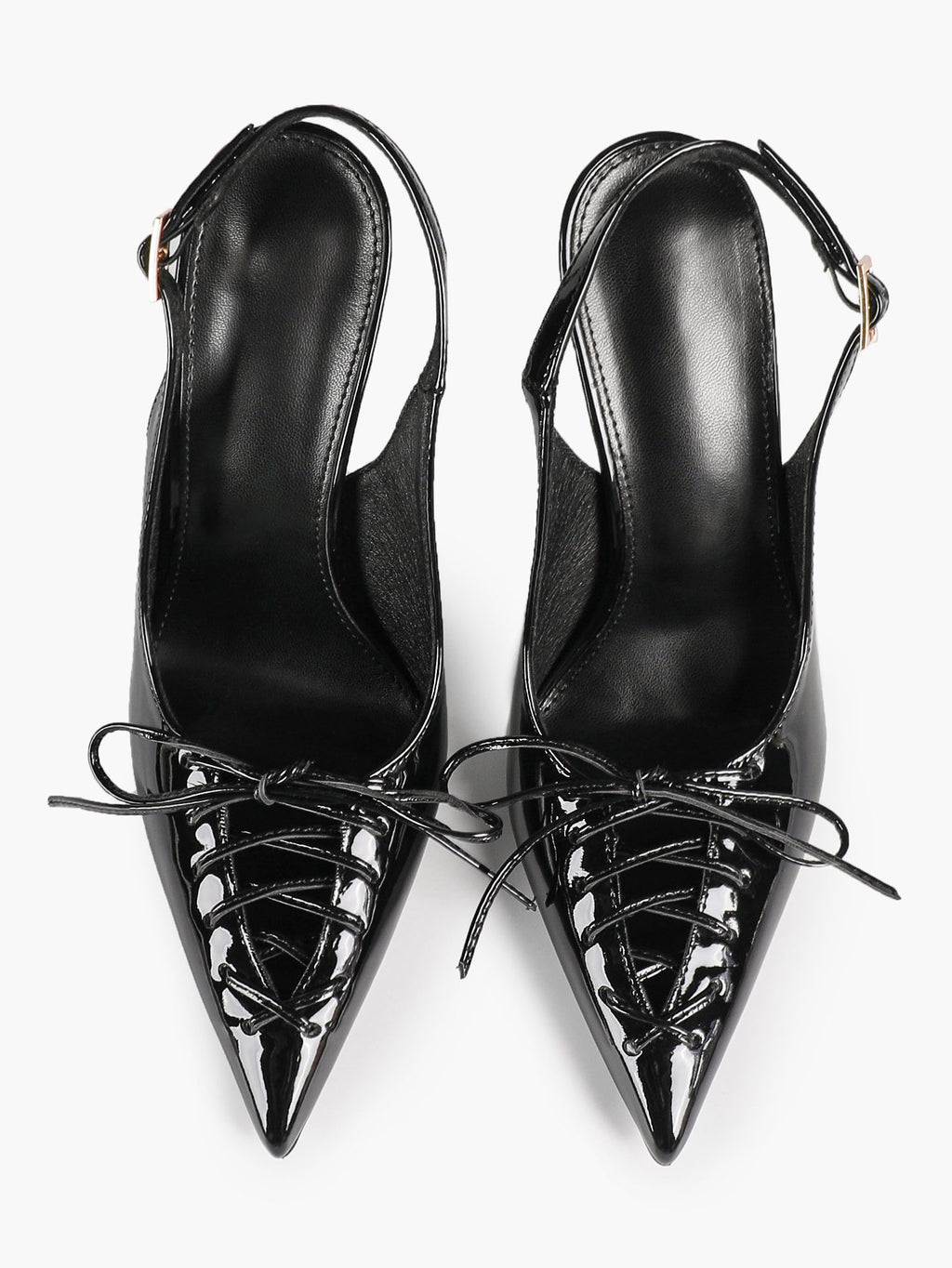 Women's Burgundy Patent Leather Lace-Up Pointed Toe Stiletto Heels with Bow Party Evening