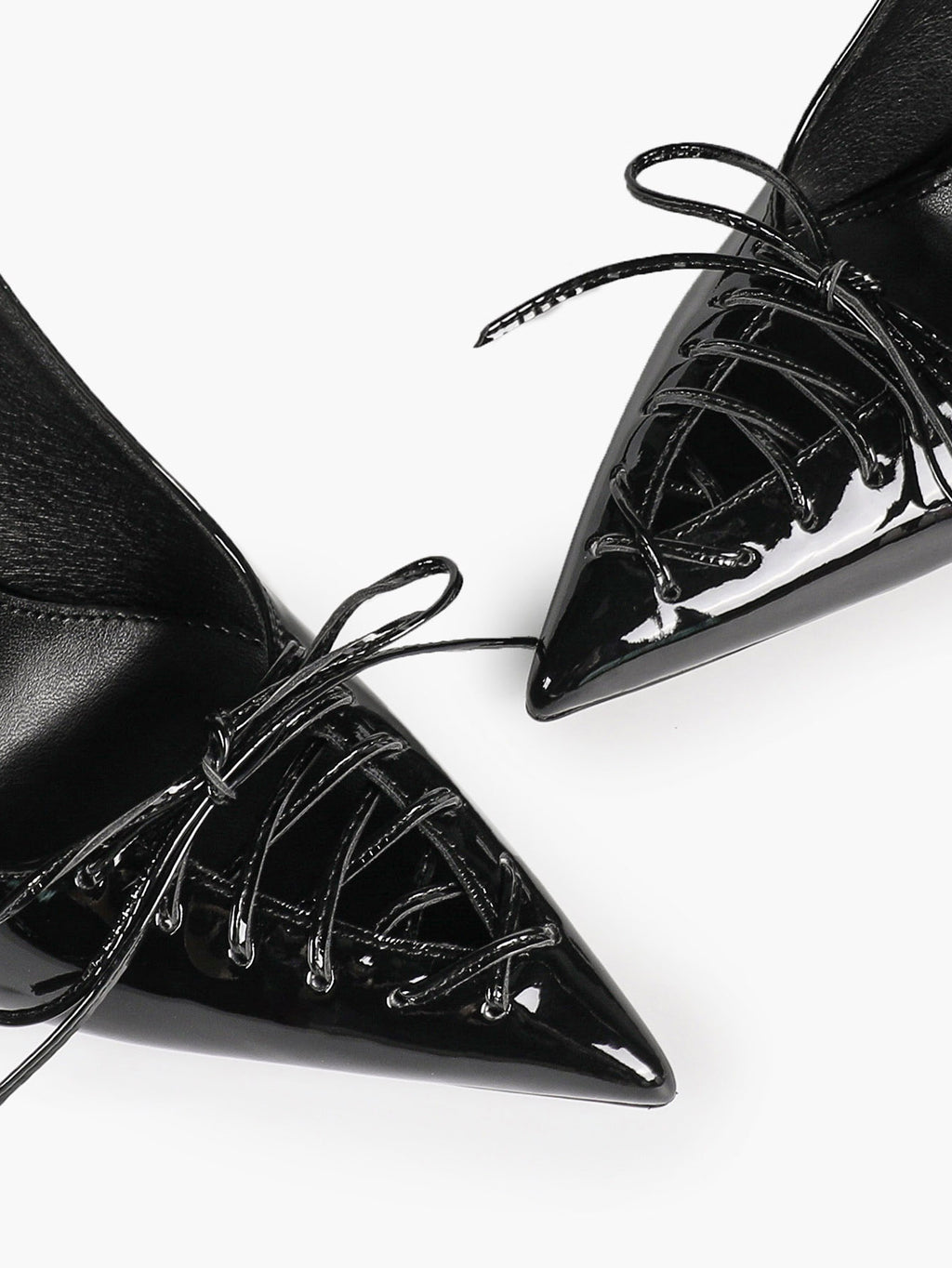 Women's Burgundy Patent Leather Lace-Up Pointed Toe Stiletto Heels with Bow Party Evening