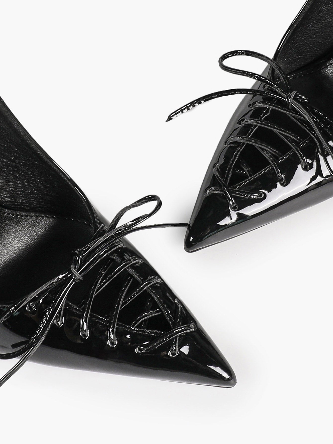 Women's Burgundy Patent Leather Lace-Up Pointed Toe Stiletto Heels with Bow Party Evening