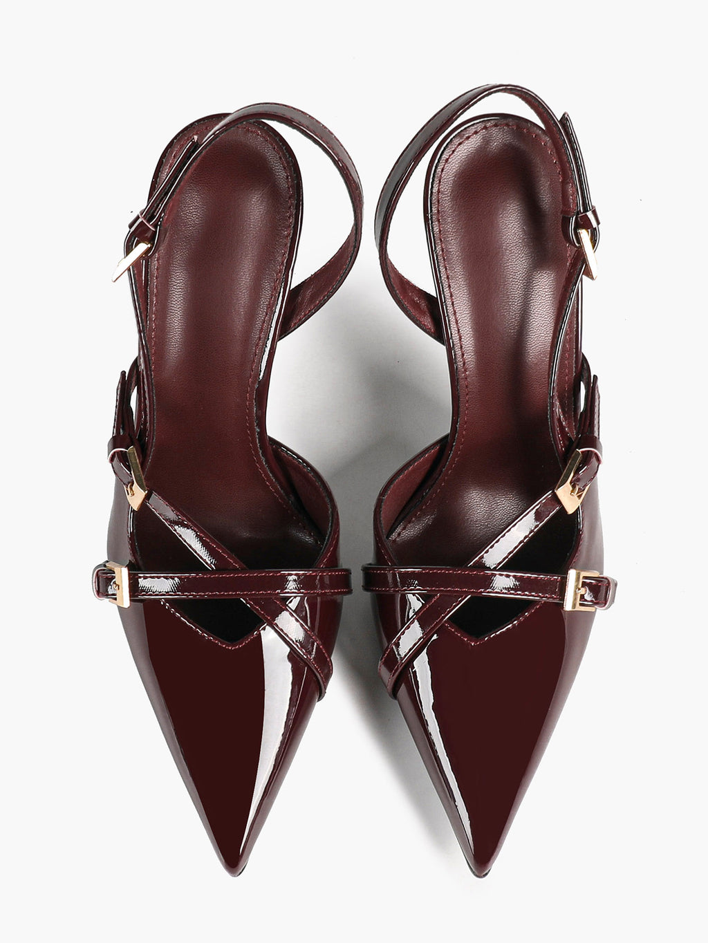 Women's Burgundy Pointed Toe Slingback Heels Multi Stiletto Pumps Elegant Heels Formal Evening Party