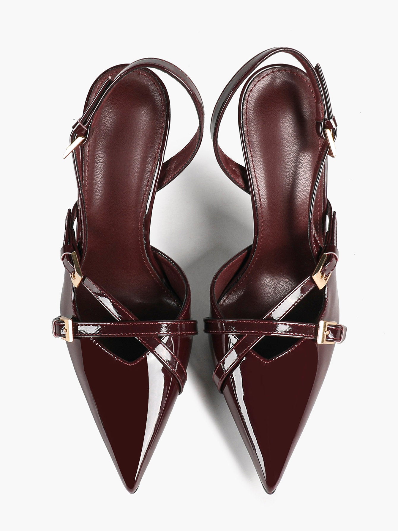 Women's Burgundy Pointed Toe Slingback Heels Multi Stiletto Pumps Elegant Heels Formal Evening Party
