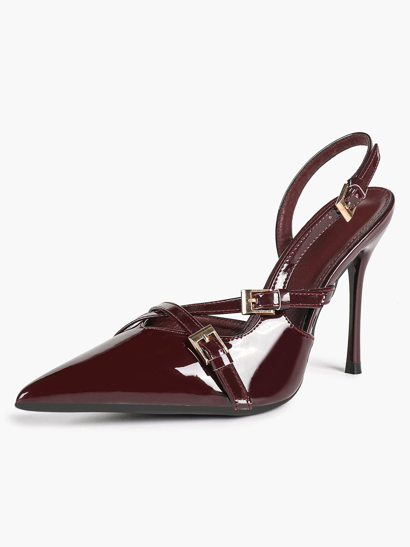 Women's Burgundy Pointed Toe Slingback Heels Multi Stiletto Pumps Elegant Heels Formal Evening Party