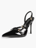 Women's Burgundy Pointed Toe Slingback Heels Multi Stiletto Pumps Elegant Heels Formal Evening Party