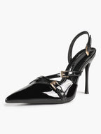 Women's Burgundy Pointed Toe Slingback Heels Multi Stiletto Pumps Elegant Heels Formal Evening Party