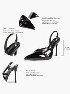 Women's Burgundy Pointed Toe Slingback Heels Multi Stiletto Pumps Elegant Heels Formal Evening Party