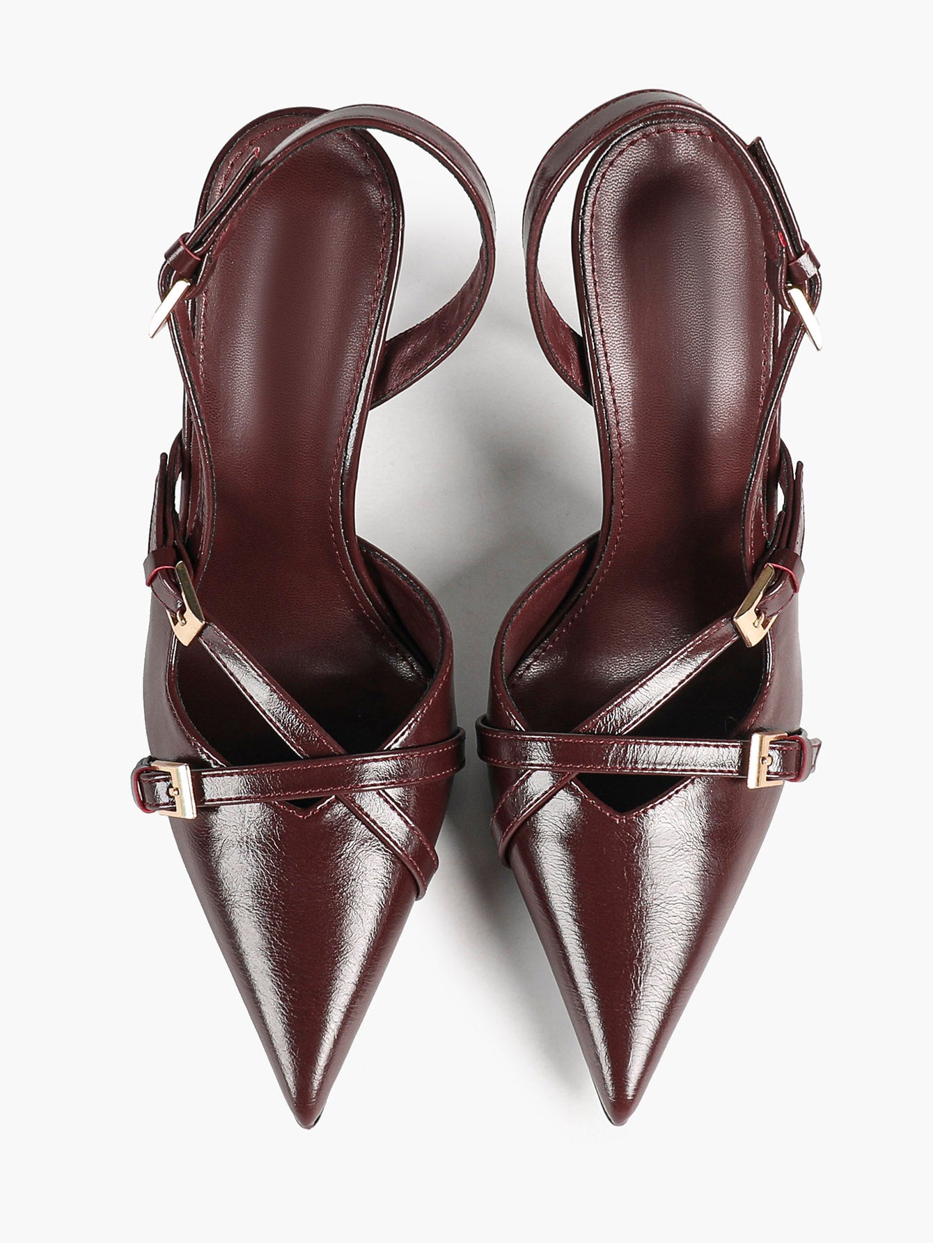 Women's Burgundy Pointed Toe Slingback Heels Multi Stiletto Pumps Elegant Heels Formal Evening Party