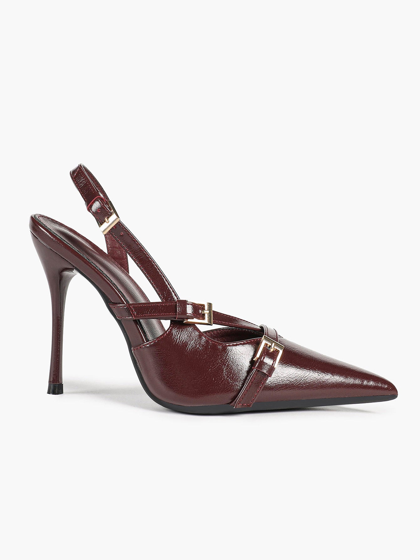 Women's Burgundy Pointed Toe Slingback Heels Multi Stiletto Pumps Elegant Heels Formal Evening Party