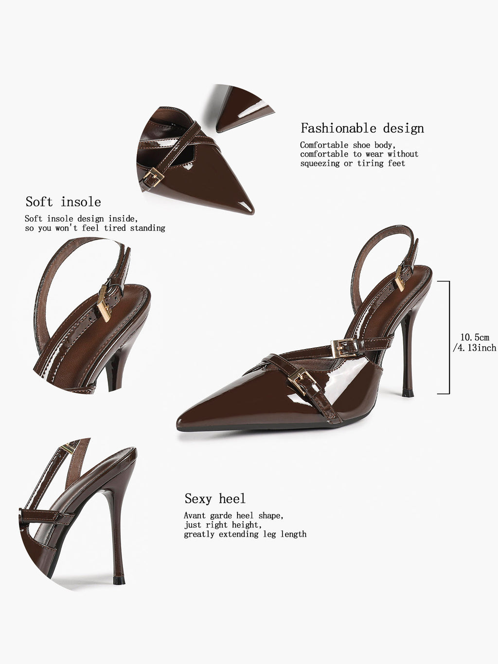 Women's Burgundy Pointed Toe Slingback Heels Multi Stiletto Pumps Elegant Heels Formal Evening Party