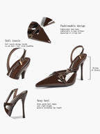Women's Burgundy Pointed Toe Slingback Heels Multi Stiletto Pumps Elegant Heels Formal Evening Party