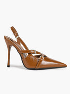Women's Burgundy Pointed Toe Slingback Heels Multi Stiletto Pumps Elegant Heels Formal Evening Party
