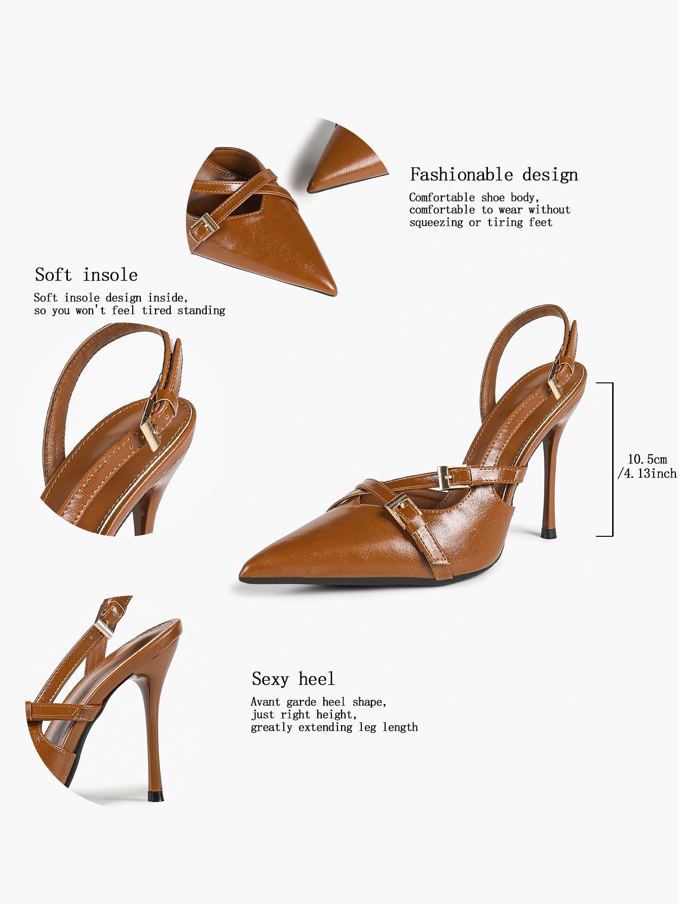 Women's Burgundy Pointed Toe Slingback Heels Multi Stiletto Pumps Elegant Heels Formal Evening Party